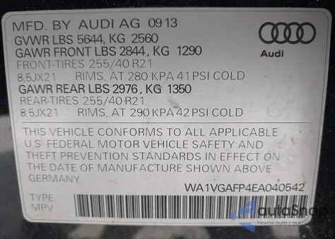 2014 Audi Sq5 3.0T Premium Plus from USA, damaged, VIN WA1VGAFP4EA040542